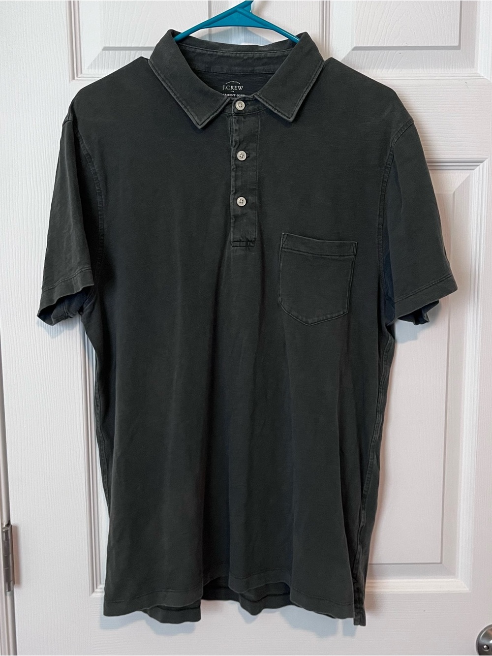 J.Crew Polo Shirt Mens Large Garment Dyed Slub Cotton Gray Grey L